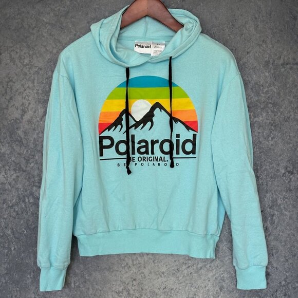 Polaroid Tops - Polaroid Aqua Blue Hoodie Sweatshirt, Size XL